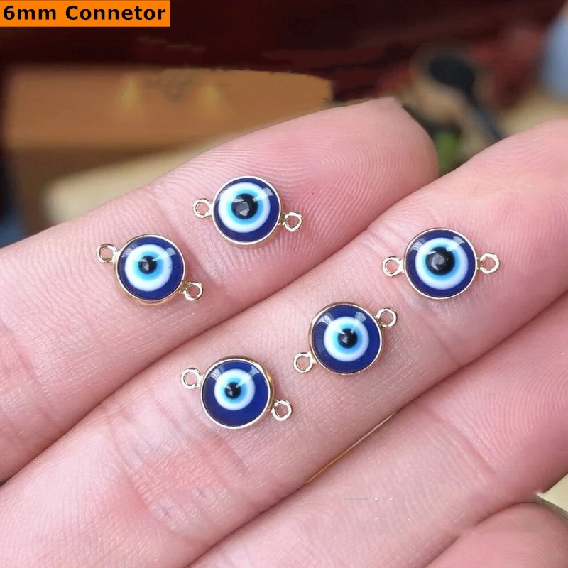Gp 6mm Blue Evils Eye Pendant Fashion 14k Gold Filled Charms For