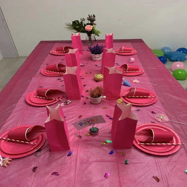 Plain Colour Paper Plate Paper Cup Disposable Tableware Birthday Party