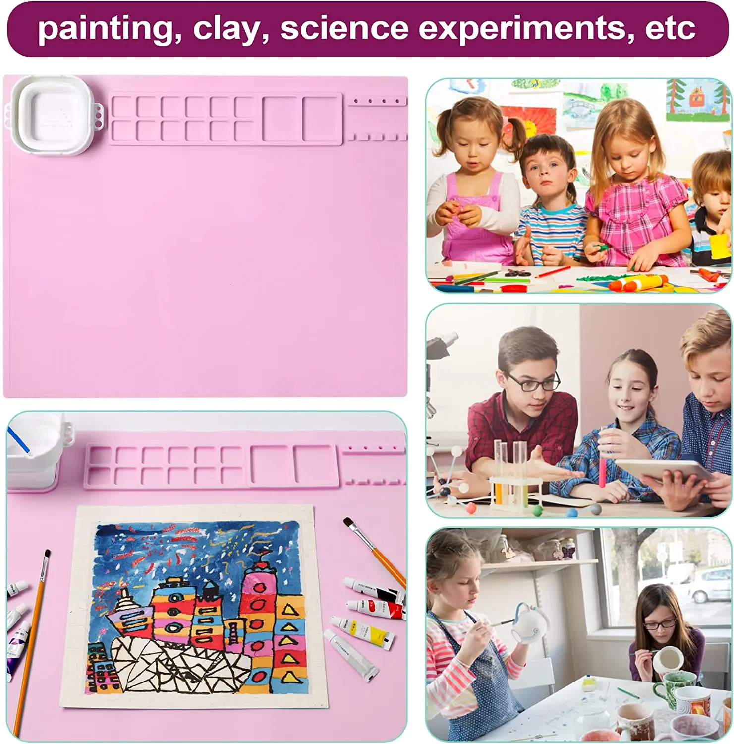 Silicone Painting Mat 20"*16" Silicone Art Mat With 1 Water Cup For