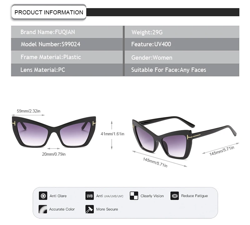New Arrival Shade Multi Color Rice Nail Plastic Women Cat Eye Sunglasses