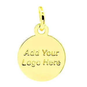 Stainless Steel Custom Logo Jewelry tags accessories Tail Chain Pendant Round Disc Charms Jewelry Making Supplies