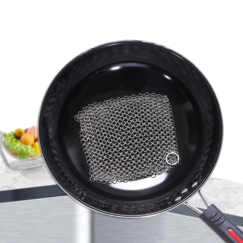 SGS Certificated Stainless Steel Single Ring Chainmail Mesh Scrubber For Cleaning