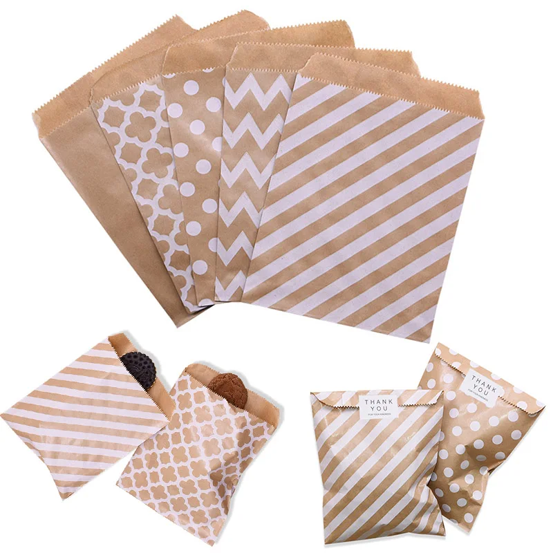 18*13cm kraft paper bag wave stripe dot gift bag for wedding