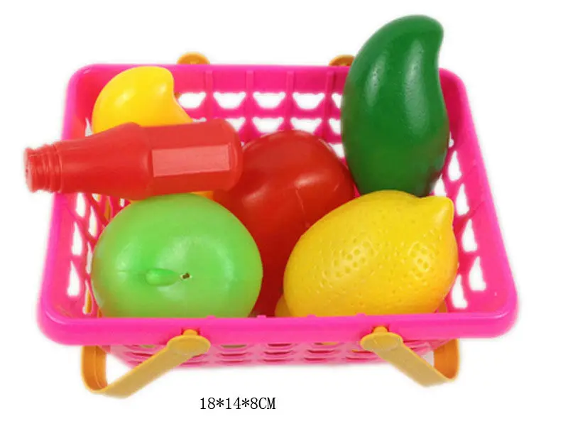 Mini Plastic Fruit Toy Set With Basket / Food Fruits Play Set Toys For