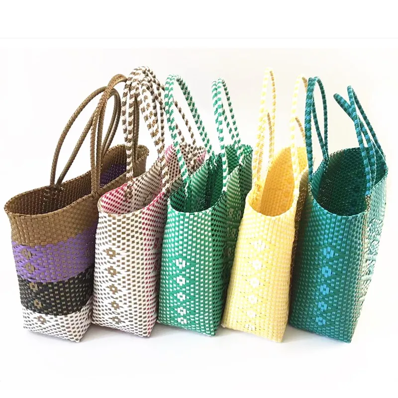 Custom Pe Plastic Reusable Braiding Shopper Woven Beach Bag - Buy Woven ...