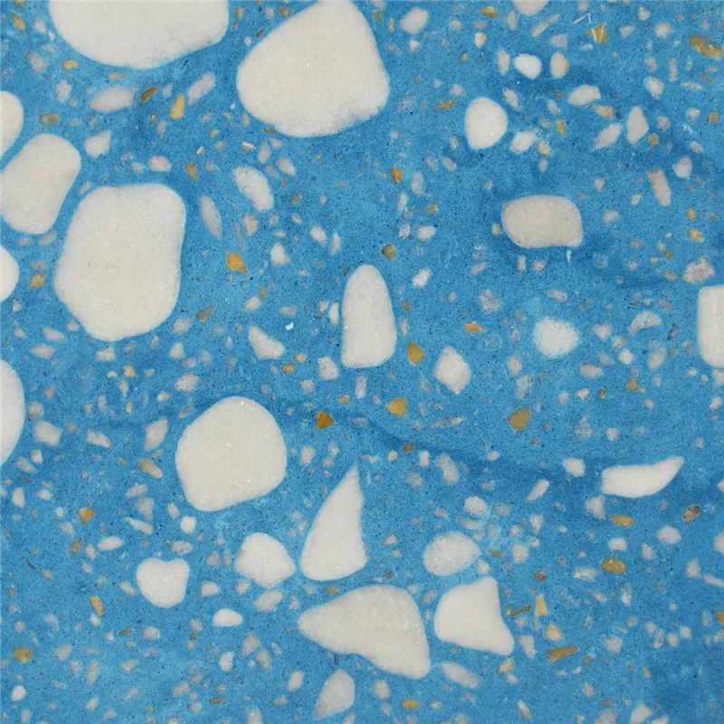 cheap blue terrazzo with white chips