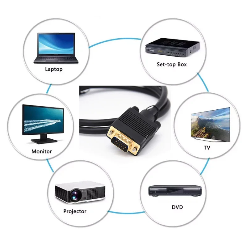 High Quality Gold Plated Video Audio 15Pin Male-Male VGA To VGA Cable for Computer - ANKUX.COM
