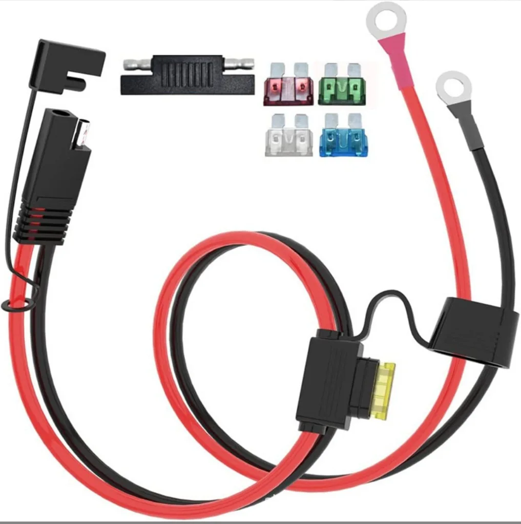 product in stock solar cell connector with fuse sae to o terminal grounding plate power cords extension cords connecting wire-1