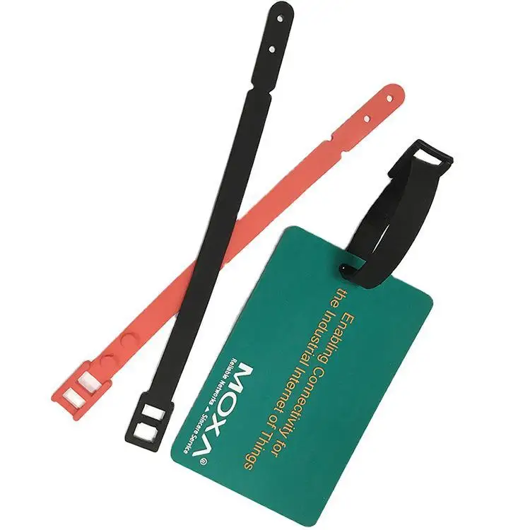 Luggage Tag Adjustable Silicone Tie Buckle Band Belt Name Tags Rubber