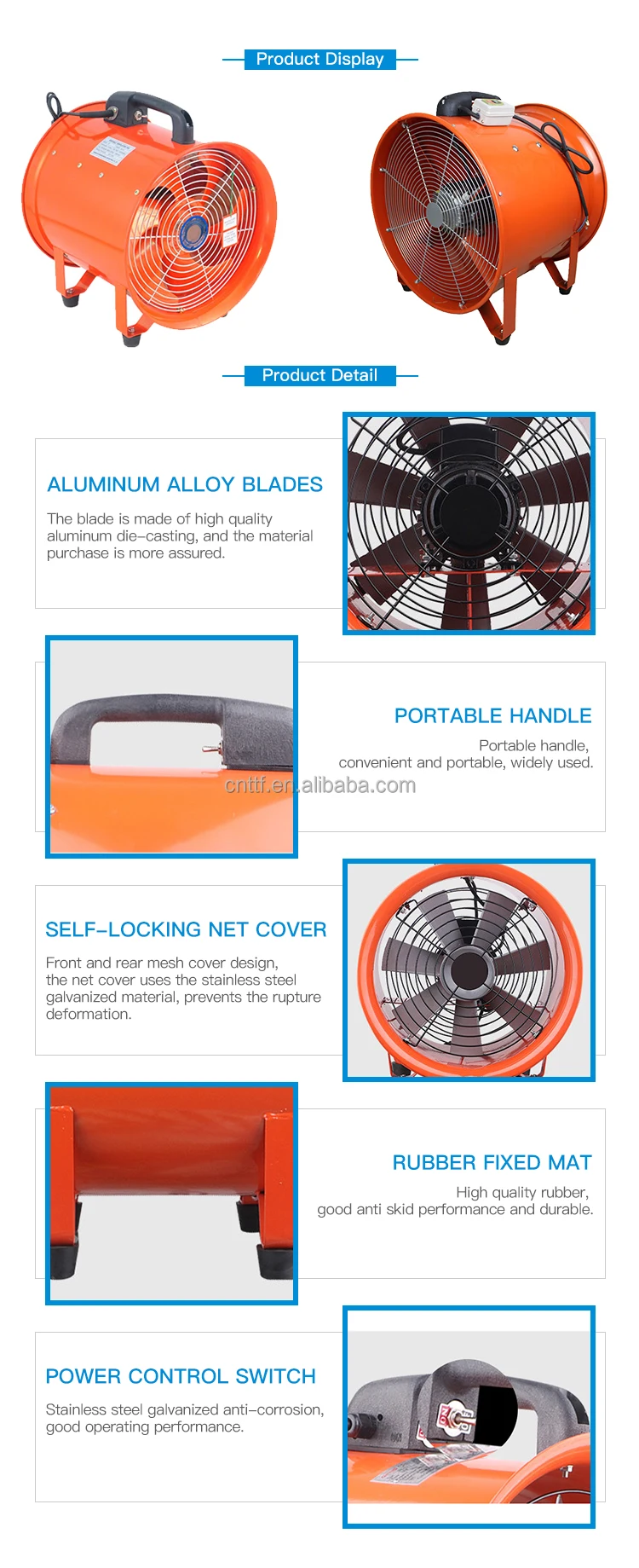 Portable Ducted Axial Fan, 8''10''12''14''16'', 380V, Aluminum - detail 10