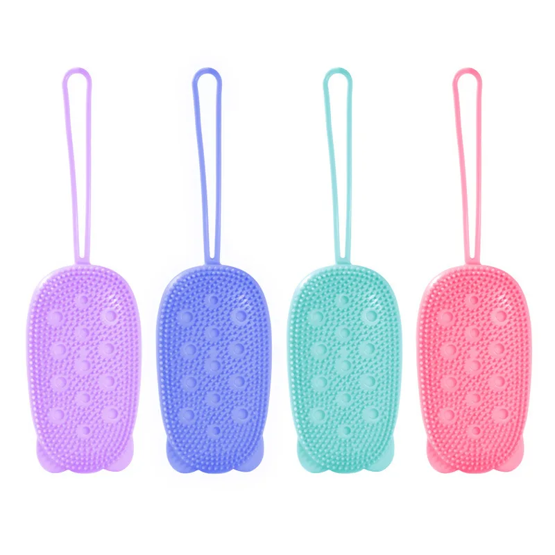 
Eco Colour Silicone body scrubbers Bath Shower Tower Long Silicone Body Back Skin Scrubber for body brush shower Clean 