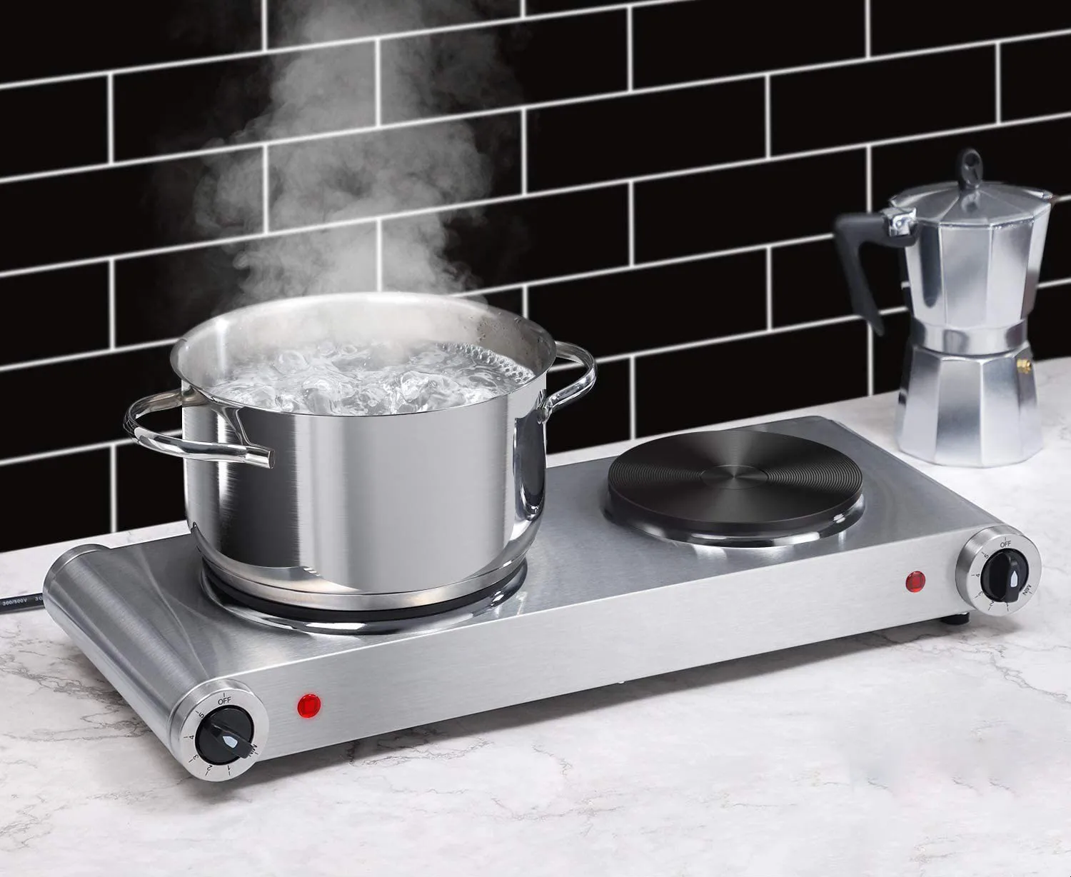 369084 Powerful 2500 Watts Electric Kitchen Stainless Steel Double Hot Plate Burner Buy