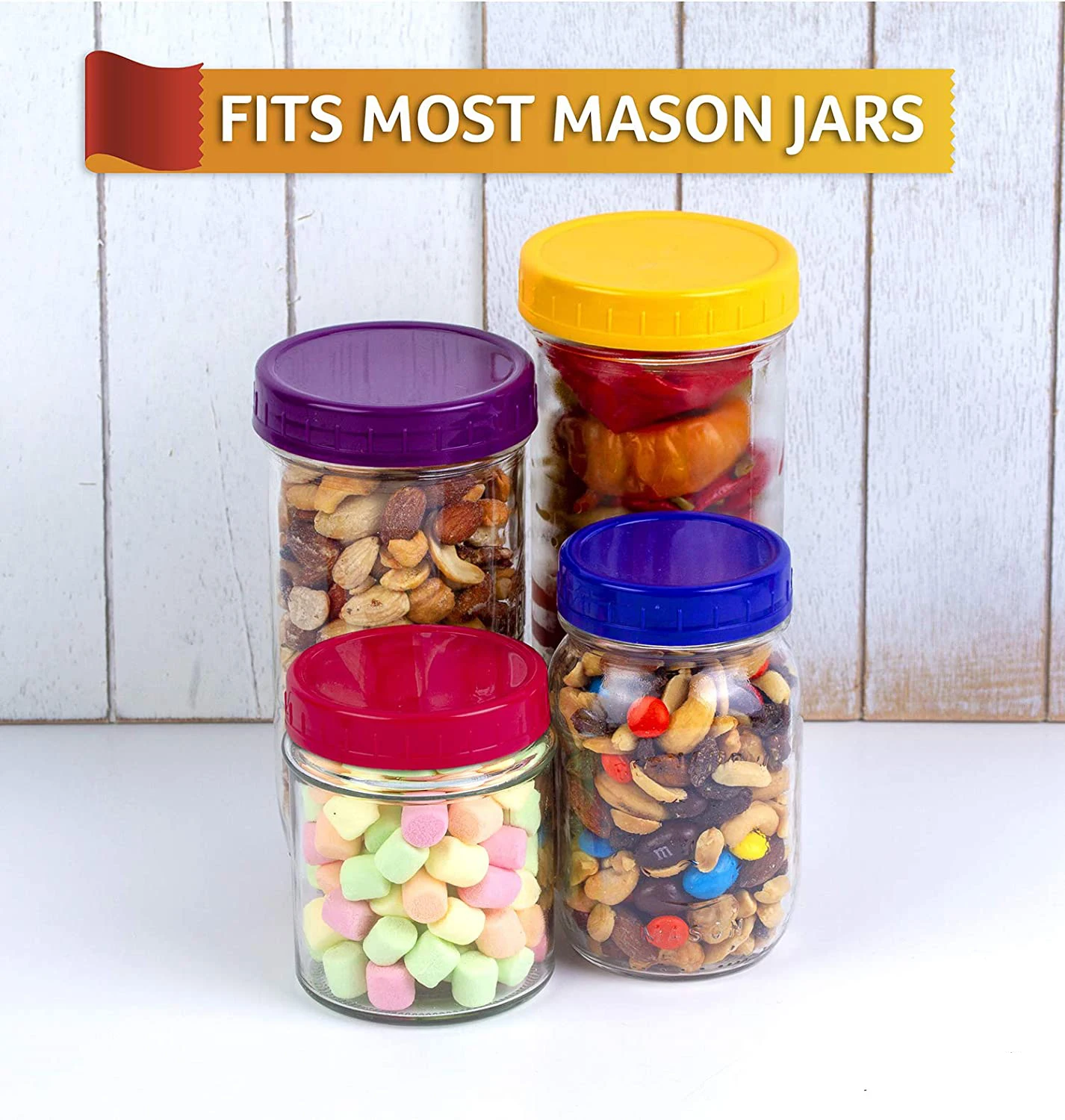 Custom Color Plastic Mason Jar Lids 70mm 86mm Caps With Silicone Rings