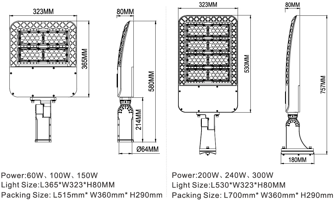 Us In Stock Ip67 Modular Led Street Light 100w 150w 200w 300 Watt Led Street Lighting 130lm/w