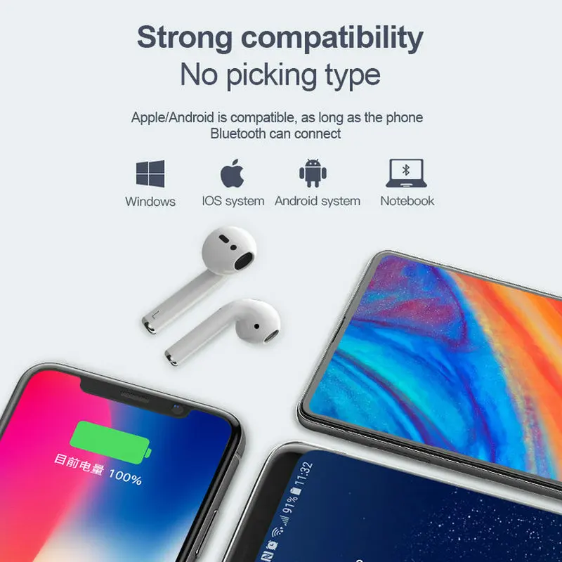 V5.0 TWS i60 Noise Cancelling Wireless Headphone Support Wireless Charger Blue Tooth TWS Earphone With Charging Box - ANKUX.COM
