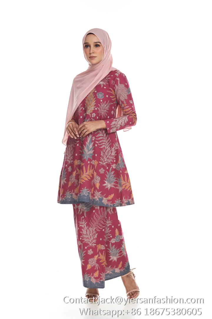 O Neck Floral Print Long Sleeves Slim Batik Baju Kurung And Baju Melayu Buy Batik Baju Kurung Baju Kurung Traditional Baju Kebaya Modern Baju Kurung Product On Alibaba Com