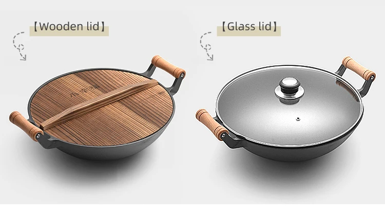 Hot selling large capacity carbon steel wok With binaural handle