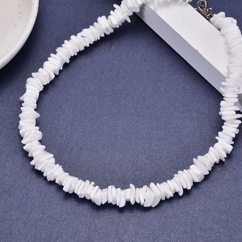 white broken shell necklace