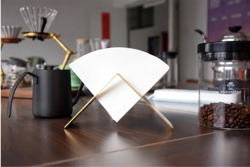 V Shape Barista Pour Over Drip Coffee Paper Filter White Brown Color