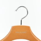 Customized Logo Luxury Wide Shoulder Wooden Coat Hangers for Suit with Velvet Bar