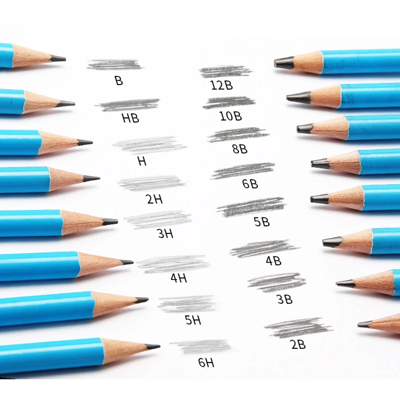 Lápices de dibujo 14pcs / Set 12B, 10B, 8B, 7B, 6B, 5B, 4B, 3B, 2B, B, HB,  2H, 4H, 6H Lápices de dibujo de grafito Juego de lápices de dibujo  profesional para