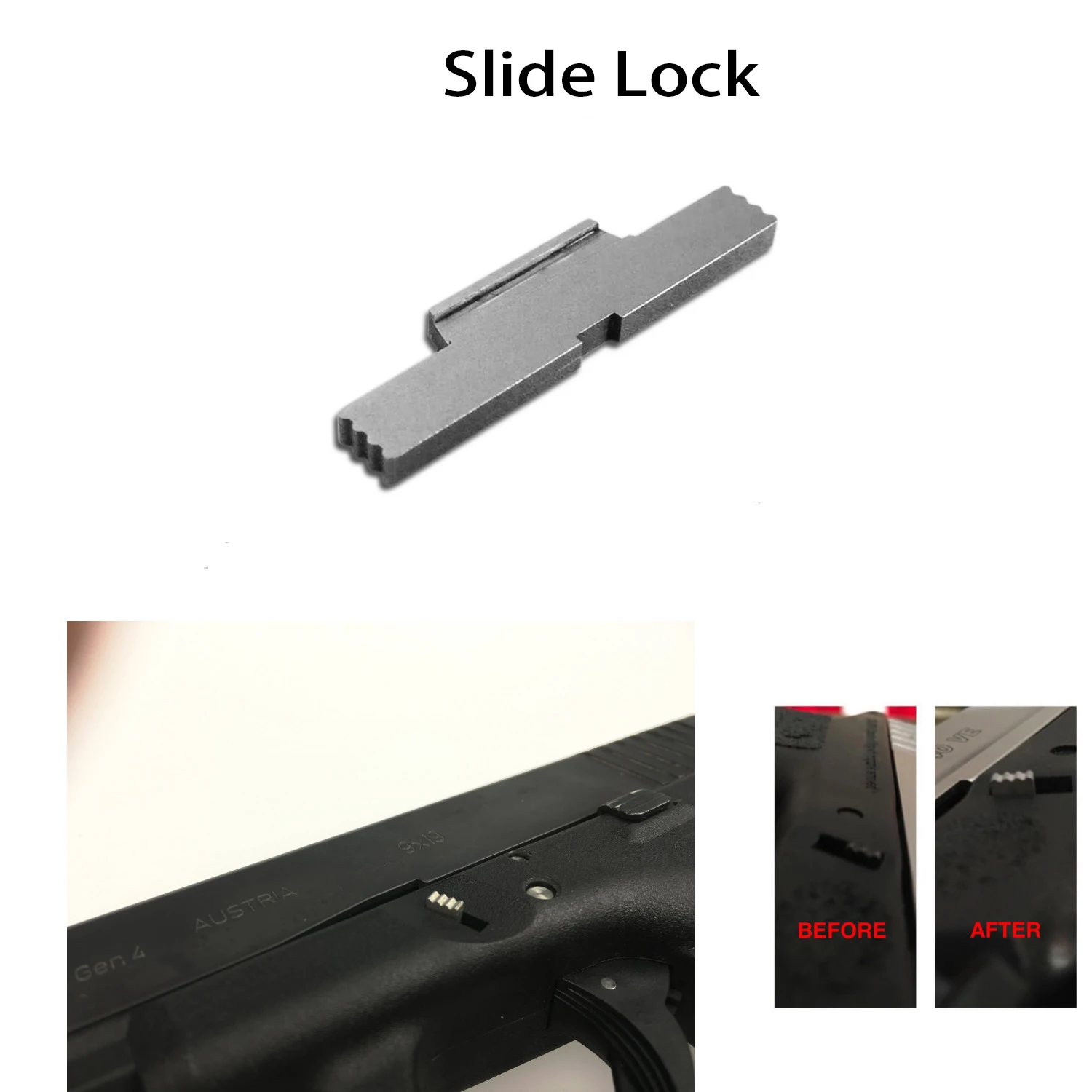 Extended Stainless Steel Glock Slide Lock Lever For Gen 1 2 3 4 All Glock Models Parts Hunting