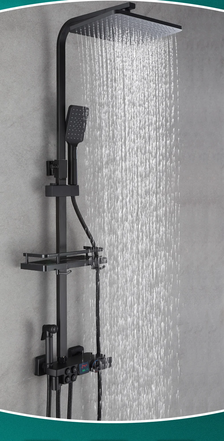 Copper Black Thermostat Shower Set For Home Bathroom Buy Superman Bathroom Set,Bathroom Shower