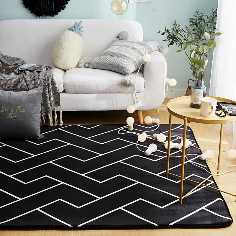 现代设计长方形超柔软天鹅绒区域地毯用于客厅的卧室地毯的蓬松地毯