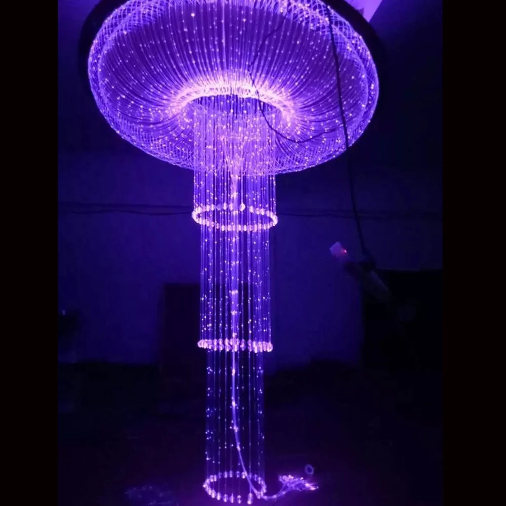 Customized multi colorful dia80cm pmma fiber optic crystal LED chandelier pendant light