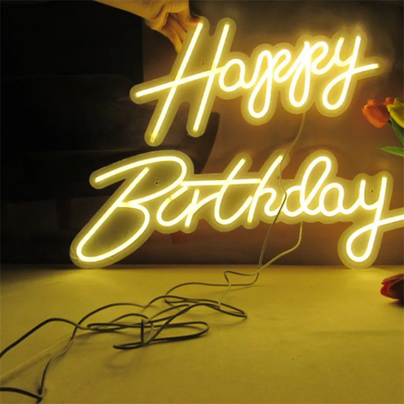 Neon Led Sign Custom Happy Birthday Led Light Party Flex Neon Light 