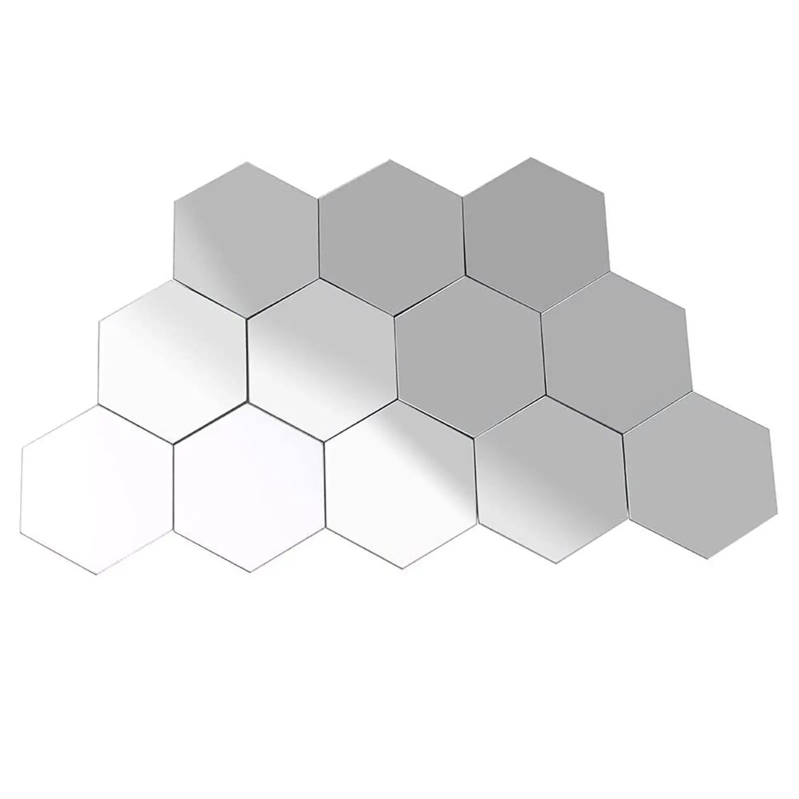12pcs/set Decorative Acrylic Mirror Tile Wall Sticker Hexagon Self
