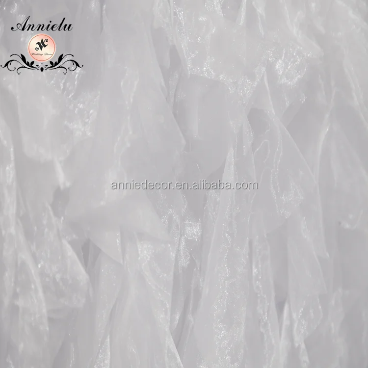Wholesale polyester ruffled Curly willow table skirts, fancy wedding table skirt decoration for wedding event