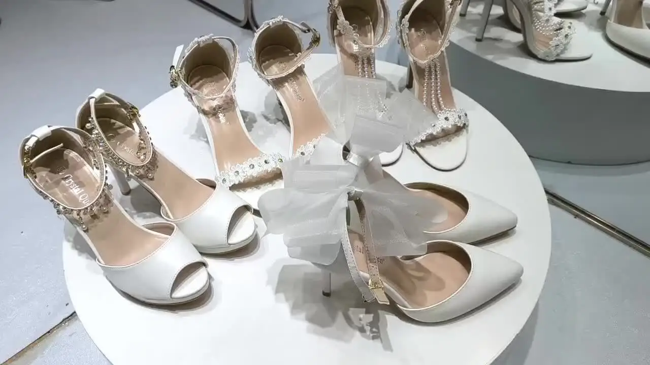 S4503F 7cm Plus Size Girls Shallow Pointed Toe High Heel Gold