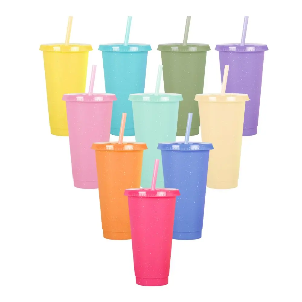 24oz Plastic Straw Cup Largecapacity Transparent Drink Milk Tea Cup