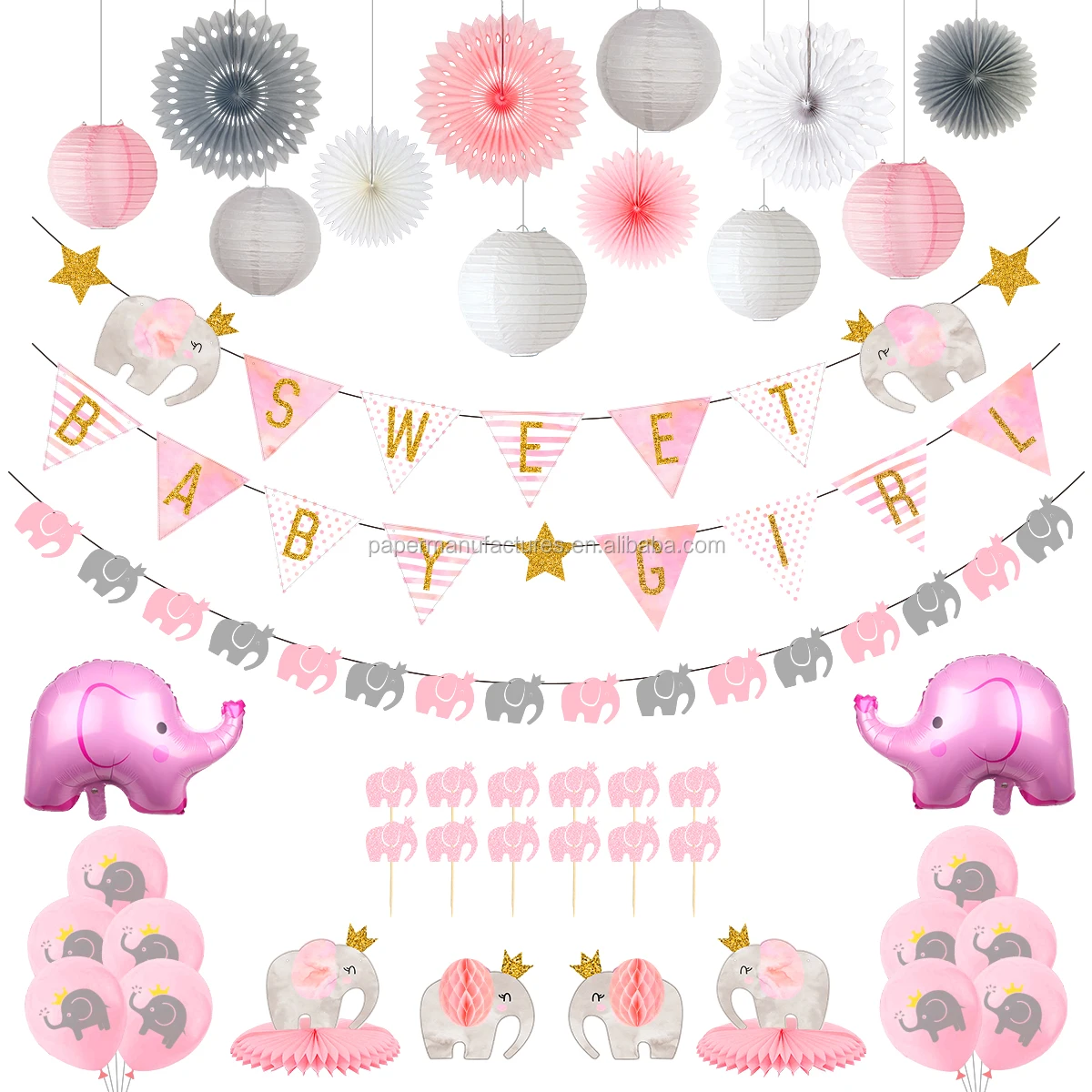PerGrate Decorazione per Torta a Forma di Elefante con Palloncini Idea Regalo Pink 