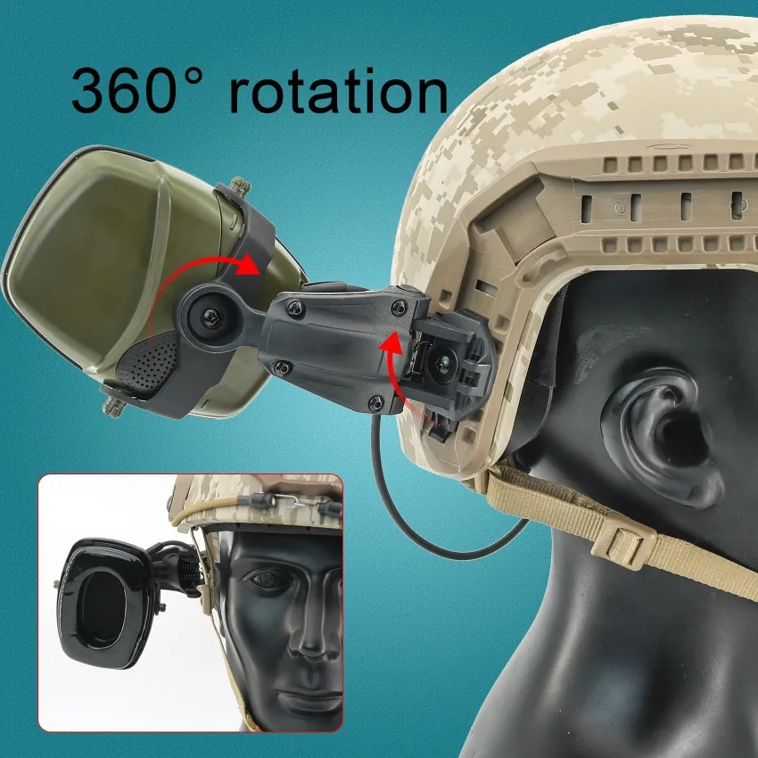 Tactical Electronic Shooting Earmuffs Arc Rail Tactical Helmet Bracket ...