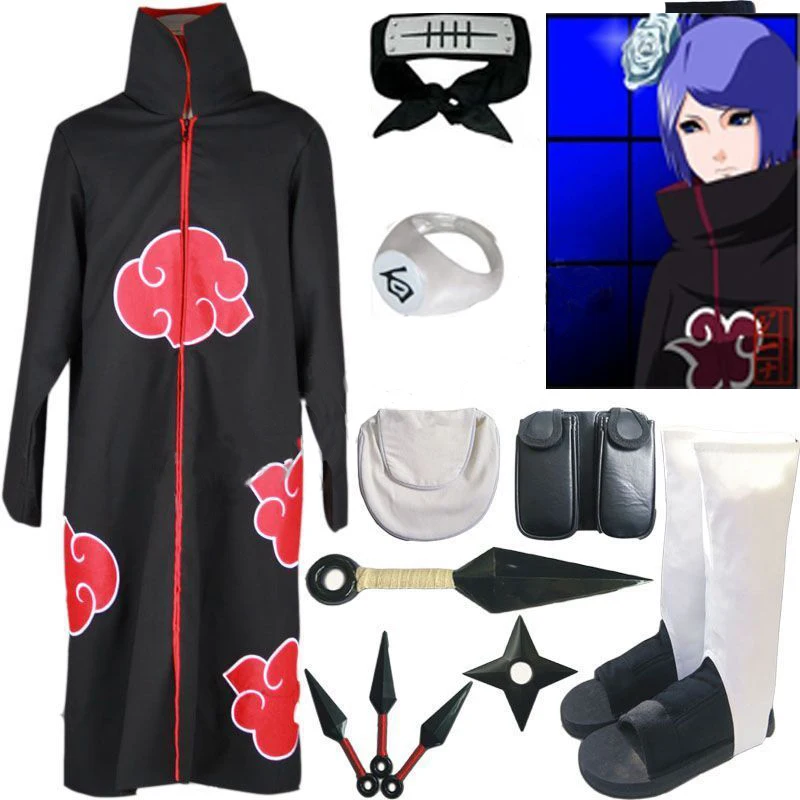Ecowalson Anime Naruto cosplay costume Akatsuki Uchiha Itachi Shuriken Fore...