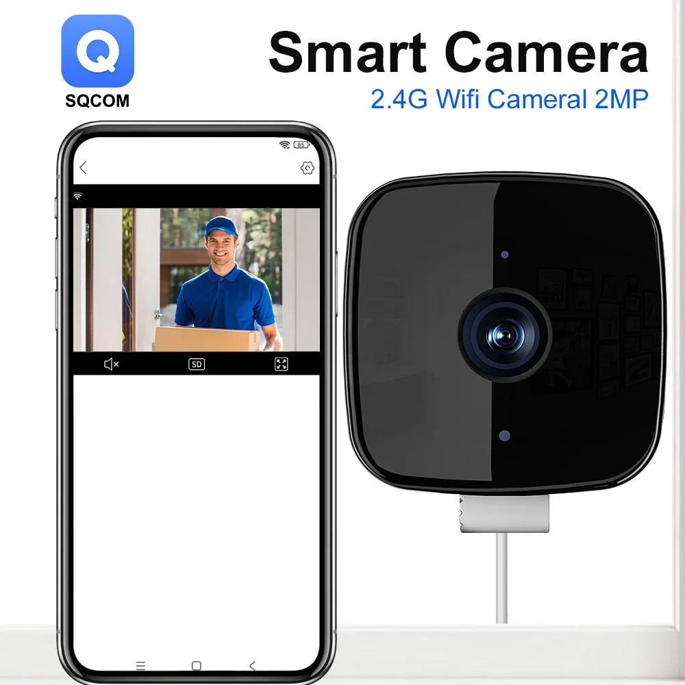Side-by-side comparison of 1080p mini WiFi camera form factors: cube, USB charger, clock, and smoke detector