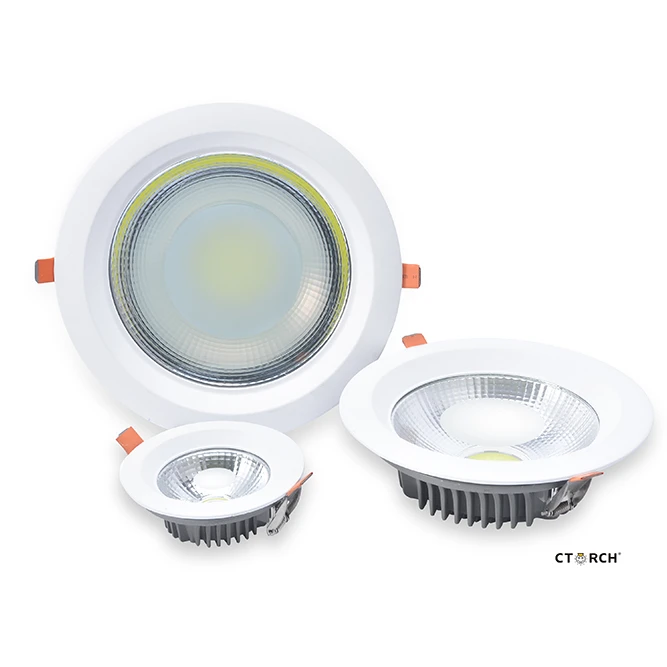 CTORCH 170~240V Die-Casting Al+Glass Recessed Cob Downlight