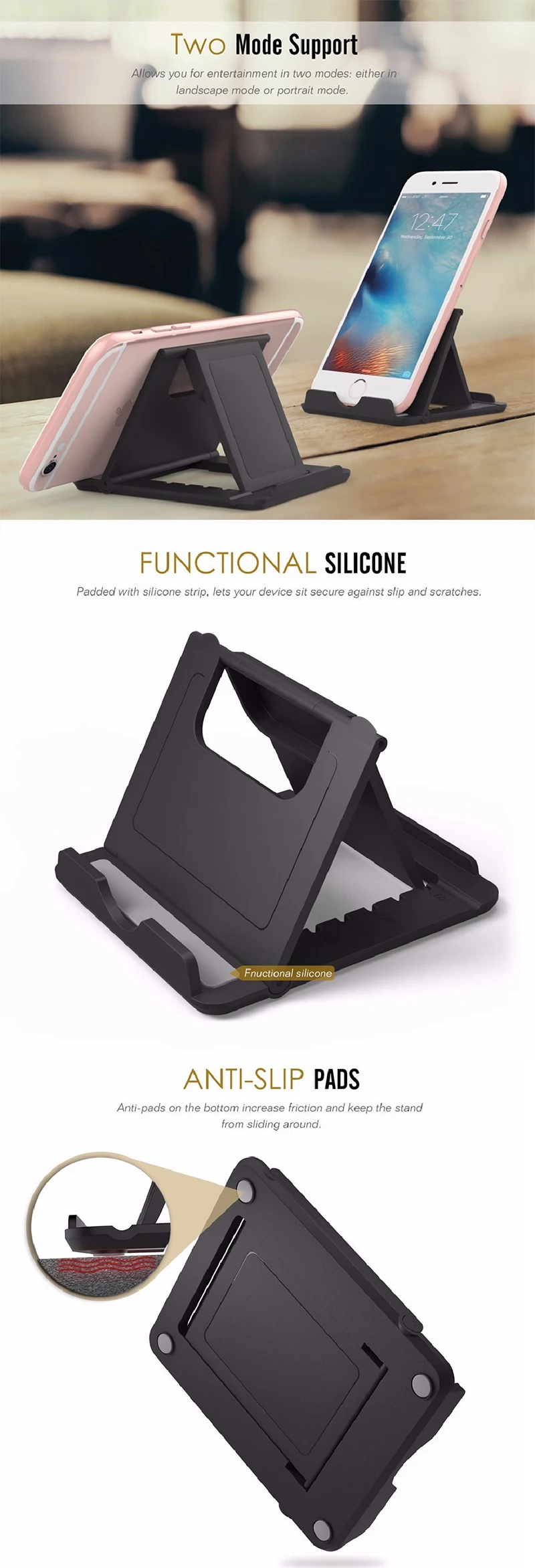 Desk Phone Holder for iPhone Universal Stands Foldable Phone Holder for Samsung Galaxy S8 Tablet Your Mobile Phone Holder