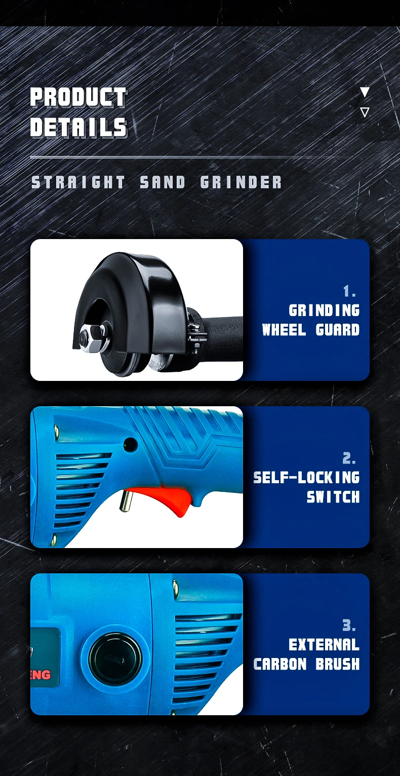 Gaocheng Sg125 Portable Straight Grinder 125mm 1050w Long Handle