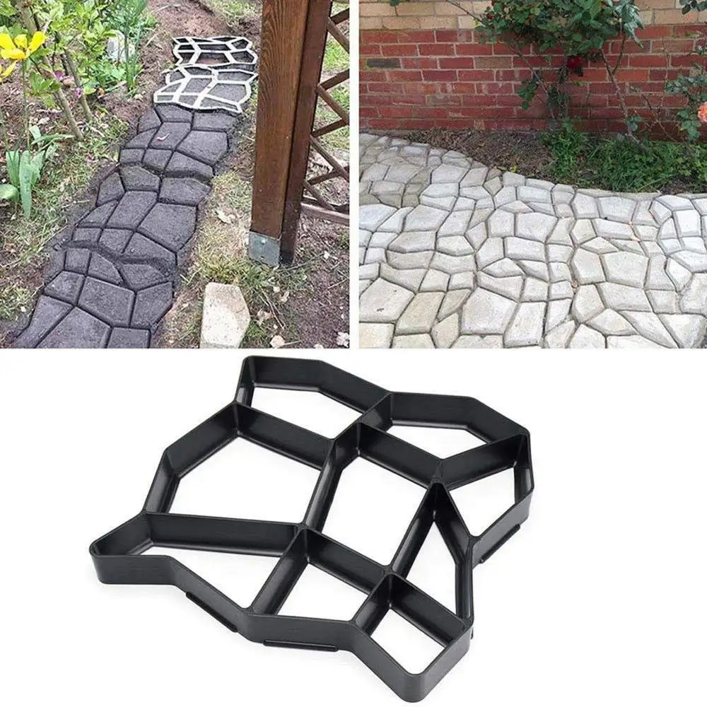 Walk Maker Reusable Concrete Path Maker Molds Stepping Stone Paver Lawn Patio Yard Garden DIY Walkway Pavement Paving Moulds 16.9x16.9x1.42 Irregular