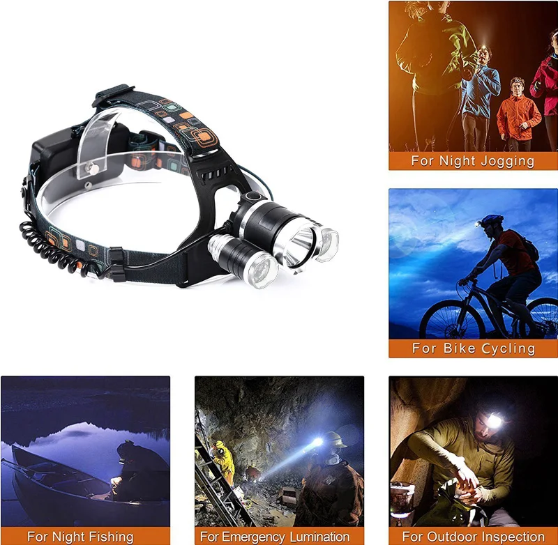 Brightest Led Headlamp XML T6 18650 Head Lights Torch High Power Zoom Rechargeable Battery Camping Black Head Lamps supplier