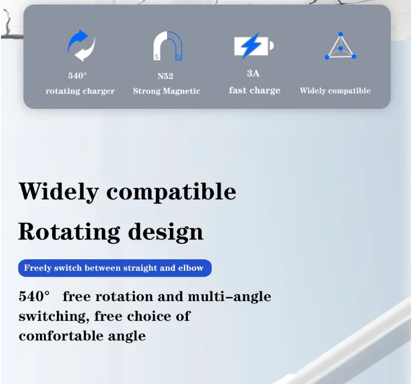 540 Degree Rotating Quick Charging Nylon Braided Rotation Data Cable 3A Fast Charger Type C Micro Rotate Magnetic USB Cable - ANKUX.COM