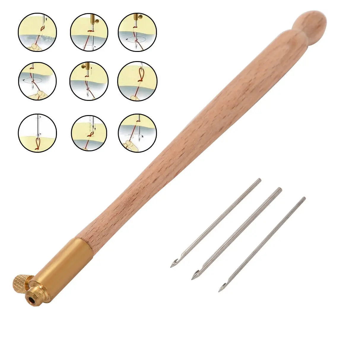 ZREAL Tambour Hook mit 3 Nadeln 70 90-100 Stickwerkzeuge Pailletten Bead Neddle Set Tool Kit