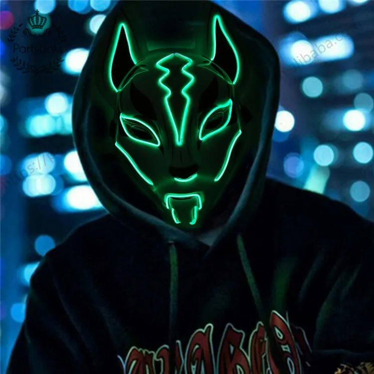 Distilleren Luipaard spons New Fox Full Face Neon Light Led Mask Halloween Party Masque Masks Glow In  The Dark Horror Mask Glowing Masker Purge - Buy Neon Party Mask,Led Mask  Party,Party Face Mask Product on