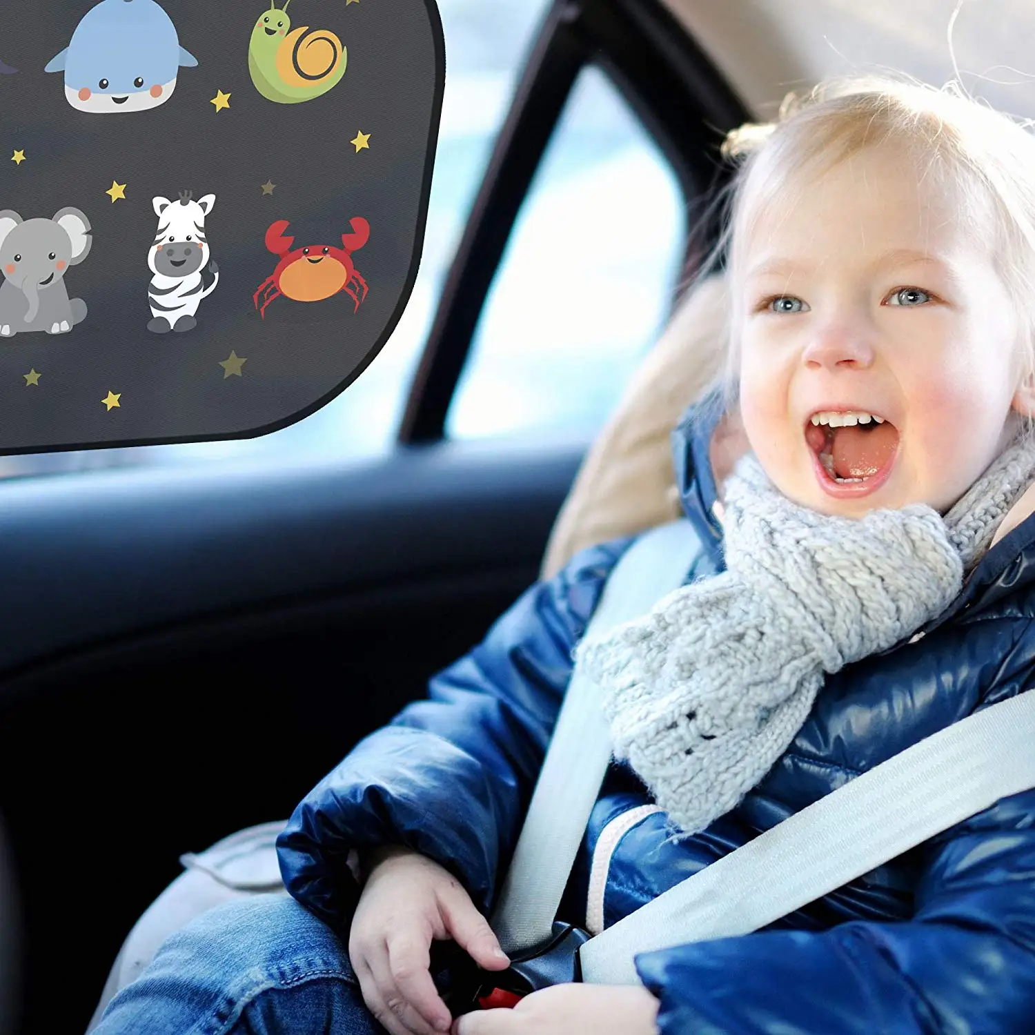 Creative Funny Cartoon Kid Foldable Car Rear Side Windows Cover Shade