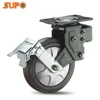 Supo Quality Casters 5 inches 6 inches 8 inches Heavy Rubber Dust-proof Spring Rotary Damper Wheel