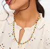 Vintage Crystal Circle Sequins Shell Pendant bead Necklace For Women Boho Multilayer Chokers Necklace Jewelry