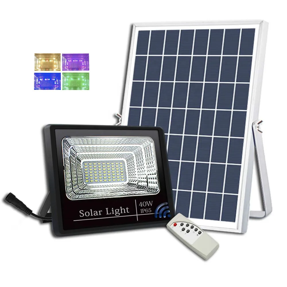 With Remoter Sensor Security White RGB Solar LED Flood Light 25W 40W 60W 100W 200W Solar Powered LED Solar Flood Light